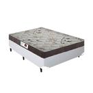 Cama Box Casal Colchão Espuma D45 Bordado + Box Sintético Branco RC Sono Leve 60x138x188