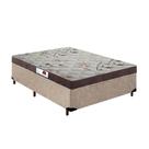 Cama Box Casal Colchão Espuma D45 Bordado + Box Suede Bege RC Sono Leve 60x138x188