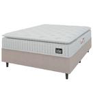 Cama Box Casal Colchão Espuma D45 Lazio Pillow Top 138x188x62cm Suede Branco/bege Hellen