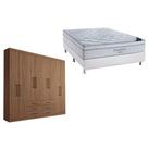 Cama Box Casal + Colchão Freedom Ortobom + Guarda Roupa Master 8.6 Atacama