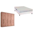 Cama Box Casal + Colchão Frontier Herval + Guarda Roupa Master Vip 8.4 Atacama
