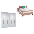 Cama Box Casal + Colchão King Best + Guarda Roupa Master Vip 8.4 Branco