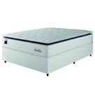 Cama Box Casal Colchão Molas Ensacadas Com Pillow Sevilha 138x188x71cm Branco/Cinza Hellen Suporta Até 150 Kg Por Pessoa