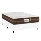 Cama Box Casal Colchão Molas Flora Gazin + Box Sintético 52x138x188 Branco