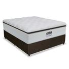 Cama Box Casal Colchão Molas Pocket Ensacadas Tower 138x188x72cm Branco / Marrom