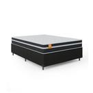 Cama Box Casal Colchão Molas Qatar 138x188x60cm Branco / Preto - Suporta até 200Kg Por Pessoa
