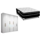 Cama Box Casal + Colchão Physical Ortobom + Guarda Roupa Master 8.6 Branco
