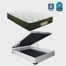 Cama Box casal com baú branca + Colchão Molas bonnel