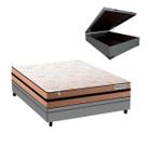 Cama Box Casal com Baú Cinza e Colchão Smart Milano Plumatex Cama Box Casal com Baú Cinza e Colchão Smart Milano Plumatex