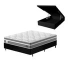 Cama Box Casal com Baú Preta e Colchão de Molas Superlastic Probel Berlim