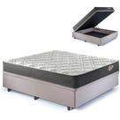 Cama Box Casal com Baú Suede Bege 138x188 com Colchão Adapto Molas Ensacadas Ecoflex