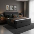 Cama Box Casal com Colchão Embutido e Baú com Pistão a Gás Cama Box Casal com Colchão Embutido e Baú com Pistão a Gás