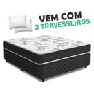 Cama Box Casal Conjugada Branco 138x188cm com 2 travesseiros