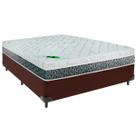 Cama Box Casal e Colchão Aspen 24cm Molas Ensacadas Luckspuma Marrom