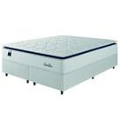 Cama Box Casal King Colchão Molas Ensacadas Com Pillow Sevilha 193x203x71cm Branco/Cinza Hellen Suporta Até 150 Kg Por Pessoa