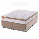 Cama Box Casal King Colchão Molas Ensacadas Real 193x203x65cm Branco / Bege - Suporta até 130Kg