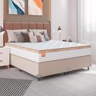 Cama Box Casal King Colchão Molas Ensacadas Real Branco/bege