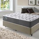 Cama Box Casal Linho Bege + Colchão Casal Quatro Estações Molas Superlastic 138x188