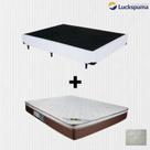 Cama Box Casal material sintético Branco e Colchão de Mola Casal Luckspuma Caribe