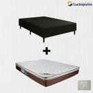 Cama Box Casal material sintético Preto e Colchão de Mola Casal Luckspuma Caribe