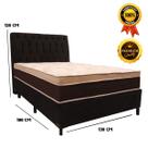 Cama Box Casal Preta Luxo Colchão de Molas Ensacadas Fassur D33 Cabeceira Condessa 138x188x68cm