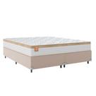 Cama Box Casal Queen 158x198x65cm Branco / Bege - Suporta Até 130kg Por Pessoa Branco Nature