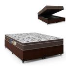 Cama Box Casal Queen Baú Colchão Espuma Orthoface Polar 158x198x66cm Marrom - Suporta Até 120kg Por