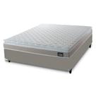 Cama Box Casal Queen Colchão Espuma D33 Pillow Top Millenium 158x198x57cm Suede Bege/Branco Hellen Suporta Até 120 Kg Por Pessoa