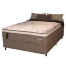 Cama Box Casal Queen Colchão Molas Ensacadas Guarda Costas Alameda 158x198x68cm Suede Marrom/Branco