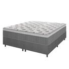Cama Box Casal Queen Colchão Molas Ensacadas ômega 158x198x70cm Cinza / Branco Hellen