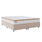 Cama Box Casal Queen Colchão Molas Ensacadas Real 158x198x65cm Branco / Bege - Suporta até 130Kg