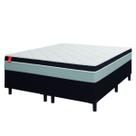 Cama Box Casal Queen Colchão Molas Ensacadas Real 158x198x65cm Preto/Cinza - Suporta até 130kg por Pessoa