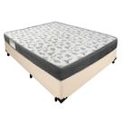 Cama Box Casal Sintético + Colchão De Molas Ensacadas - Serene - 138x188x58cm Bege