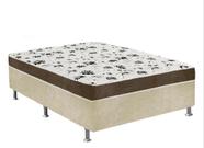 Cama Box Casal Suede Bege + Colchão Casal Suede Marrom Espuma 138x188x55