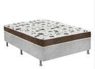 Cama Box Casal Suede Cinza + Colchão Casal Suede Marrom Orto Molas Bonnel 138x188x55