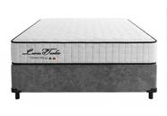 Cama Box Casal Suede Cinza + Colchão Leiria Turbo Molas Ensacadas - Comfort Prime