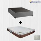 Cama Box Casal Suede Cinza e Colchão de Mola Casal Luckspuma Caribe