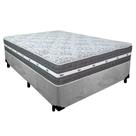 Cama Box Casal Suede + Colchão Anjos Black Graphite Molas Ensacadas 138x188x64cm Cinza