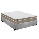 Cama Box Casal Suede + Colchão Lis Molas Ensacadas SuperPocket Plumatex 138cm Suporta Até 120 Kg Por Pessoa Cor:Cinza