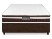 Cama Box Casal Suede Marrom + Colchão Atenas Molas Ensacadas - Comfort Prime