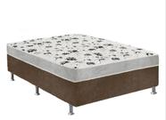 Cama Box Casal Suede Marrom + Colchão Casal Suede Cinza Orto Molas Ensacada 138x188x55