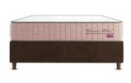 Cama Box Casal Suede Marrom + Colchão Grand Hotel Rose Molas Ensacadas - Comfort Prime
