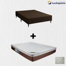 Cama Box Casal Suede Marrom e Colchão de Mola Casal Luckspuma Caribe
