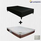 Cama Box Casal Suede Preto e Colchão de Mola Casal Luckspuma Caribe