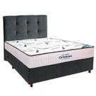 Cama Box Cinza + Colchão Casal High Foam Ortobom + Cabeceira