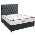 Cama Box Cinza + Colchão Casal High Foam Ortobom + Cabeceira