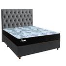 Cama + Box Cinza e Colchão Molas Ensacadas Casal - Life Gold Paropas + Cabeceira