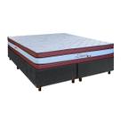 Cama Box Cinza Queen + Colchão Molas Ensacadas