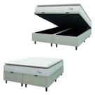 Cama Box Colchão Baú Colchão Casal Queen Molas Ensacadas City Pillow Top 158x198x64cm Branco / Bege Hellen - Suporta até 110kg por Pessoa