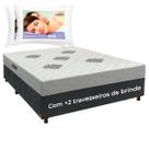 Cama Box + Colchão Casal D28 Confort Premium + 2 Travesseiros Ortobom